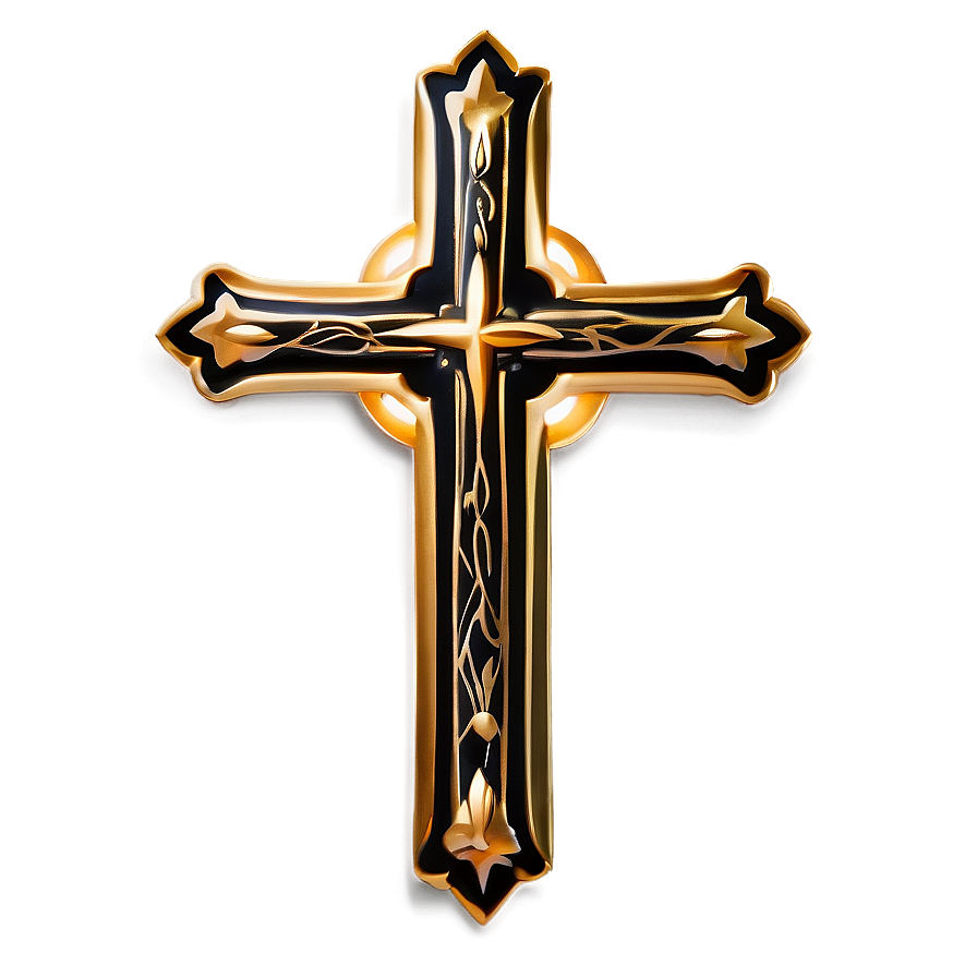 Black And Gold Cross Png Dqx42 PNG