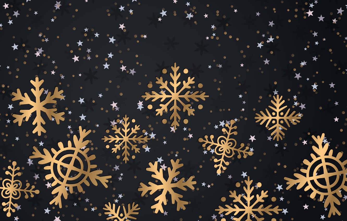 guld snefnug på en sort baggrund Wallpaper