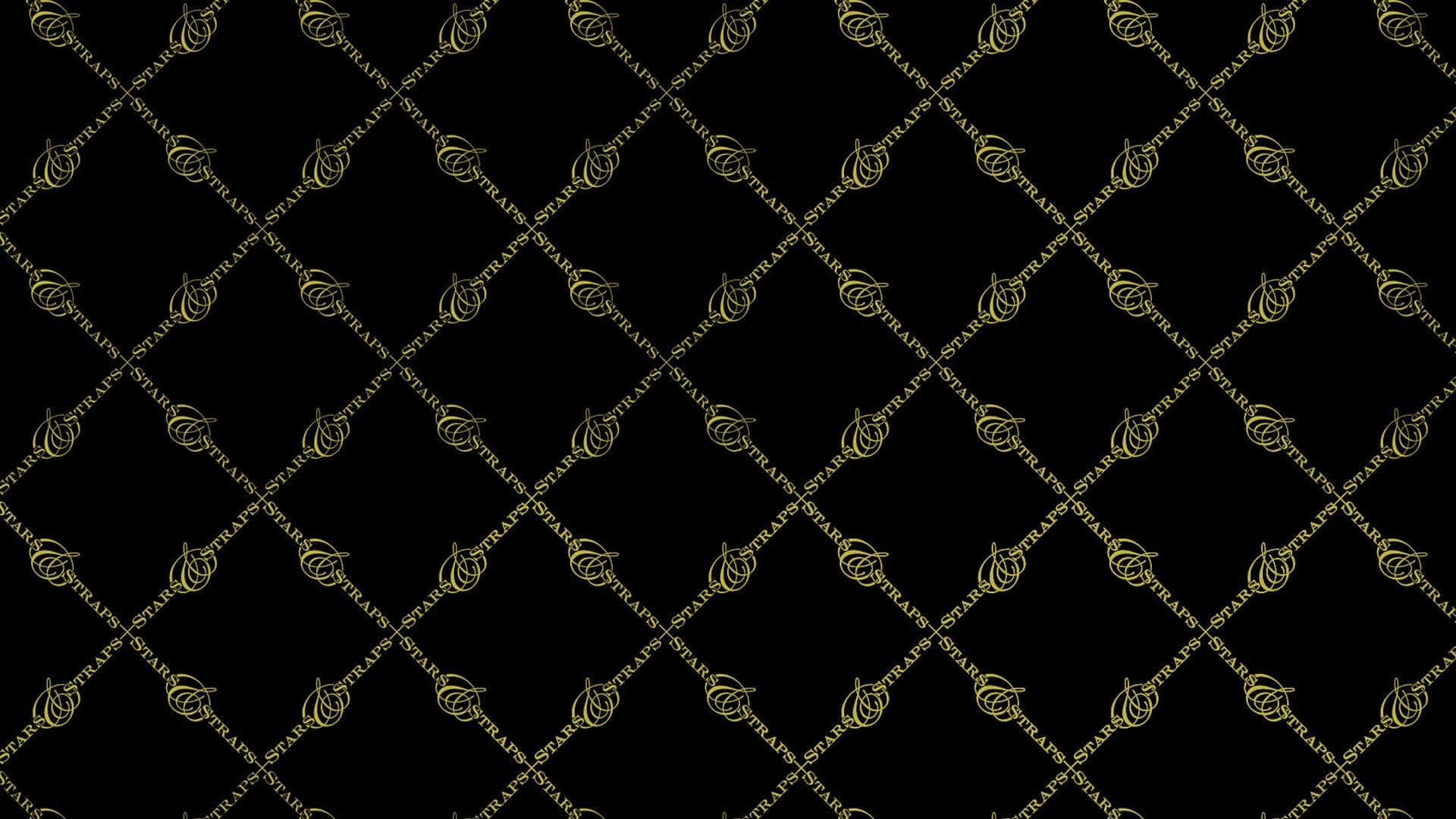 Et guld og sort mønster med et blomstermønster Wallpaper