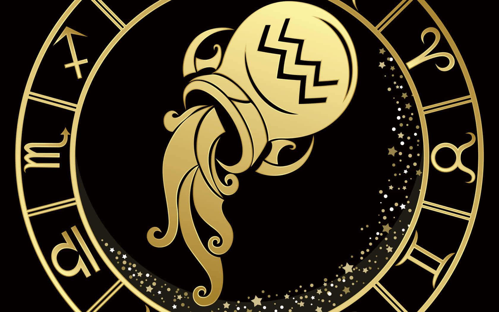 Ettguldtjurtecken Med En Gyllene Bläckfisk (translation: A Gold Zodiac Sign With A Golden Octopus) Wallpaper