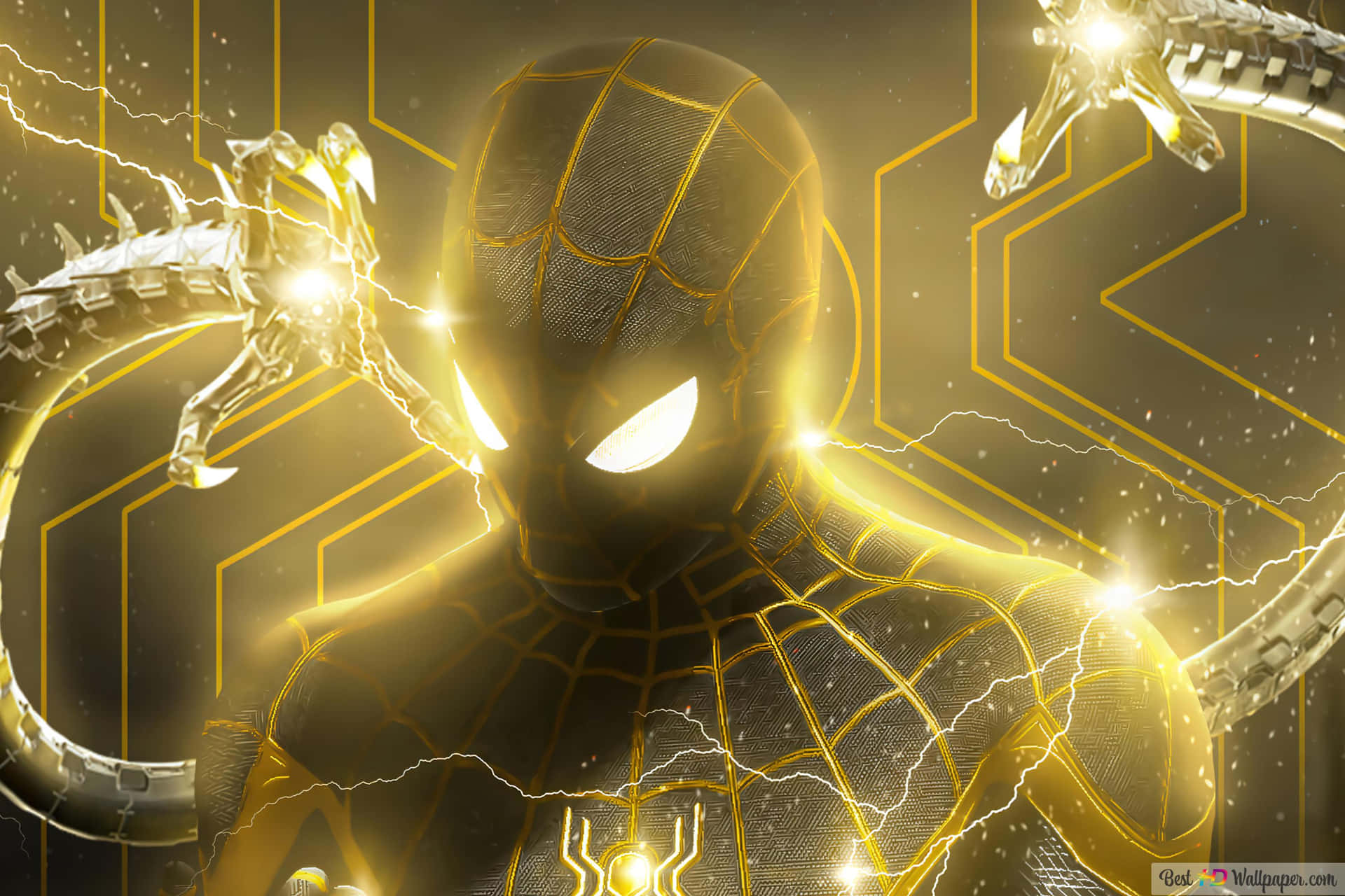 A Spider - Man In A Yellow Suit With A Snake Wallpaper