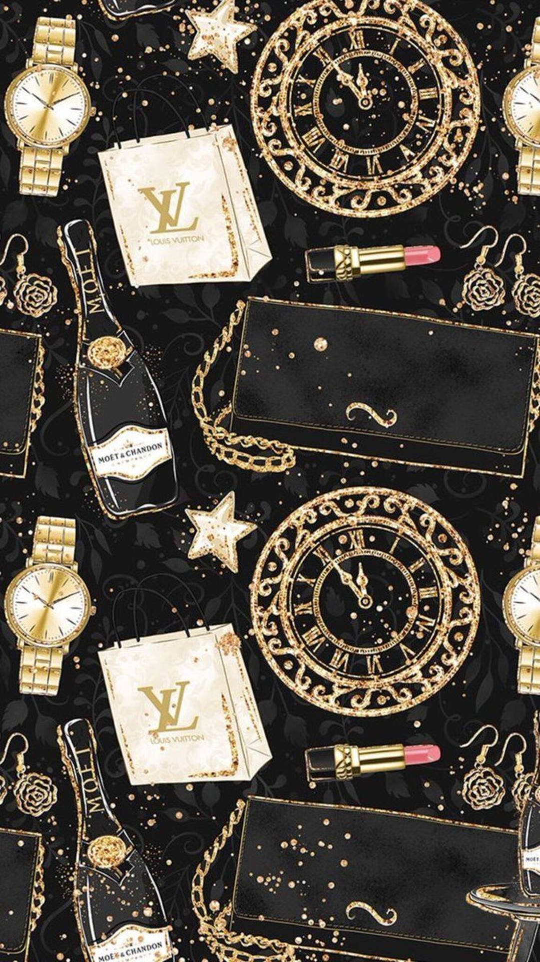 Black And Gold Fashion Icons Background