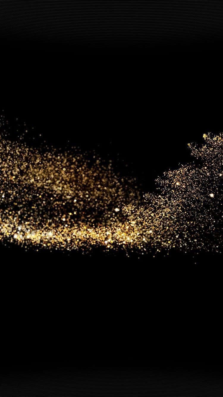 Black And Gold Glitter Splashing Horizontally Wallpaper