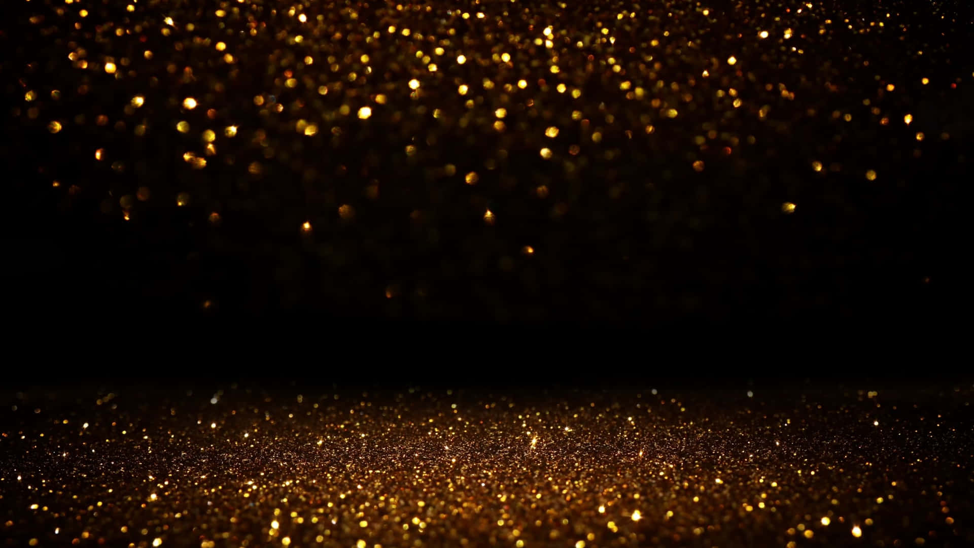Animated Bokeh Black And Gold Glitter Wallpaper