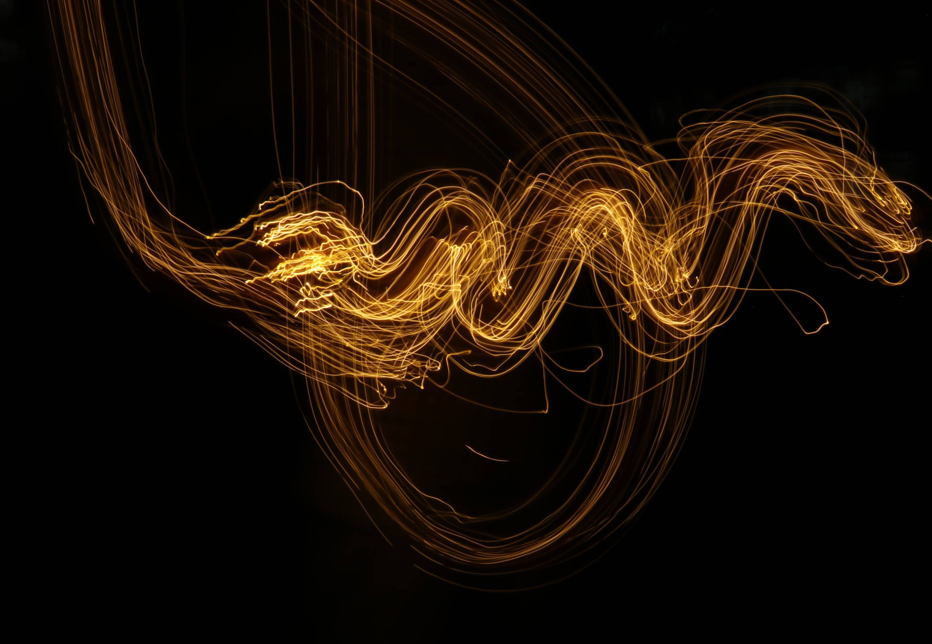Black And Gold Glowing Abstract Lines Wallpaper