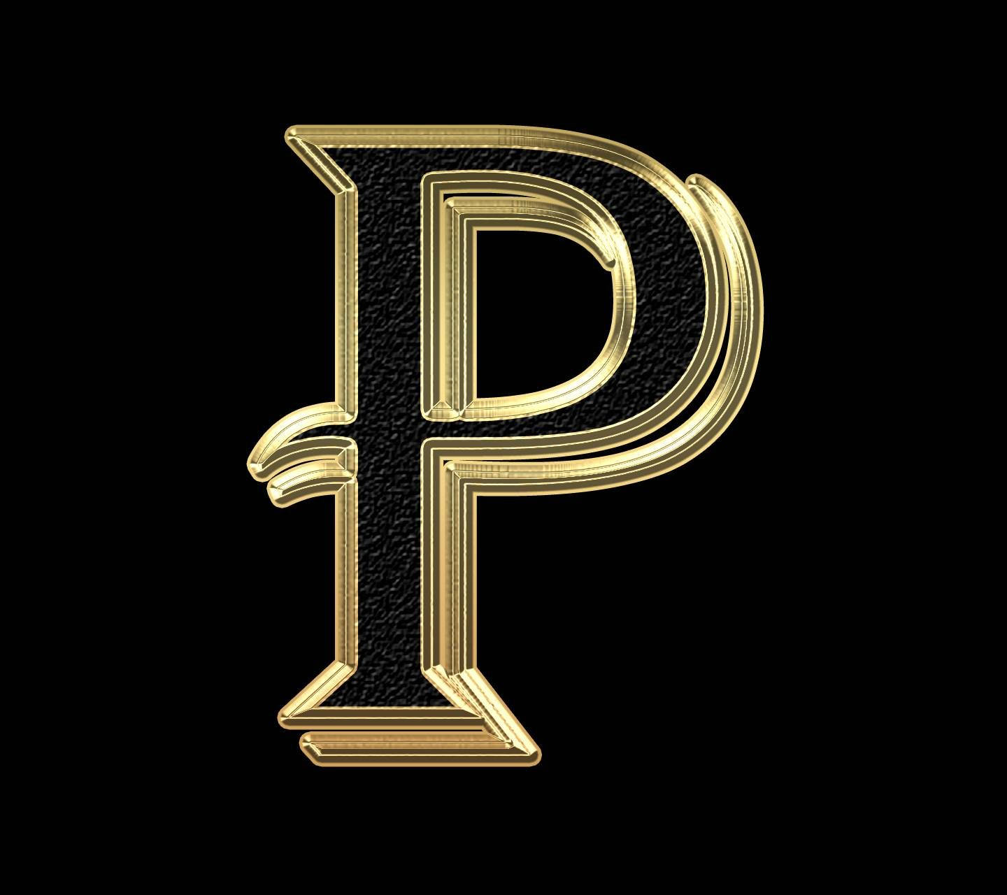 Black And Gold Letter P