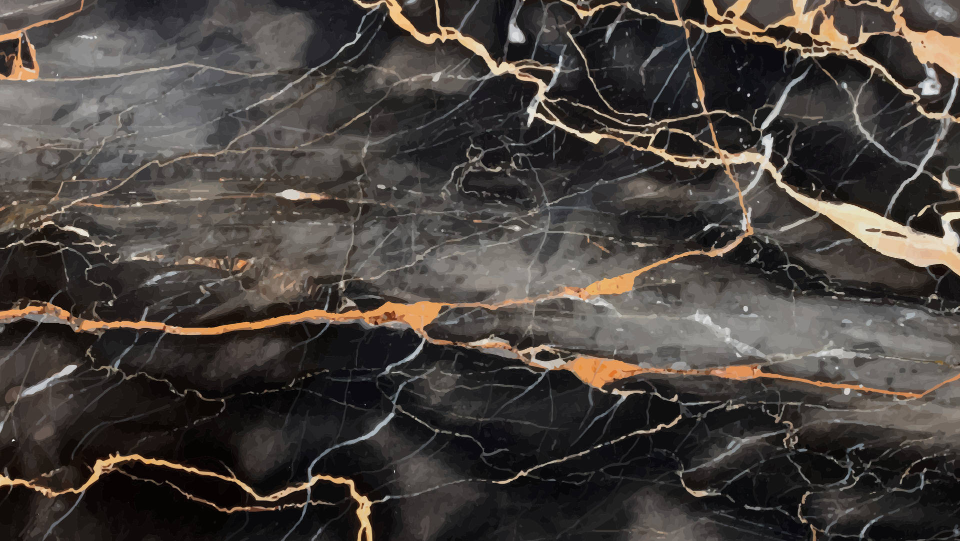 Black And Gold Marble Veins Wallpaper