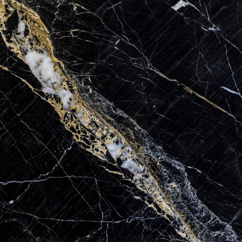 Black And Gold Marble White Veins Wallpaper