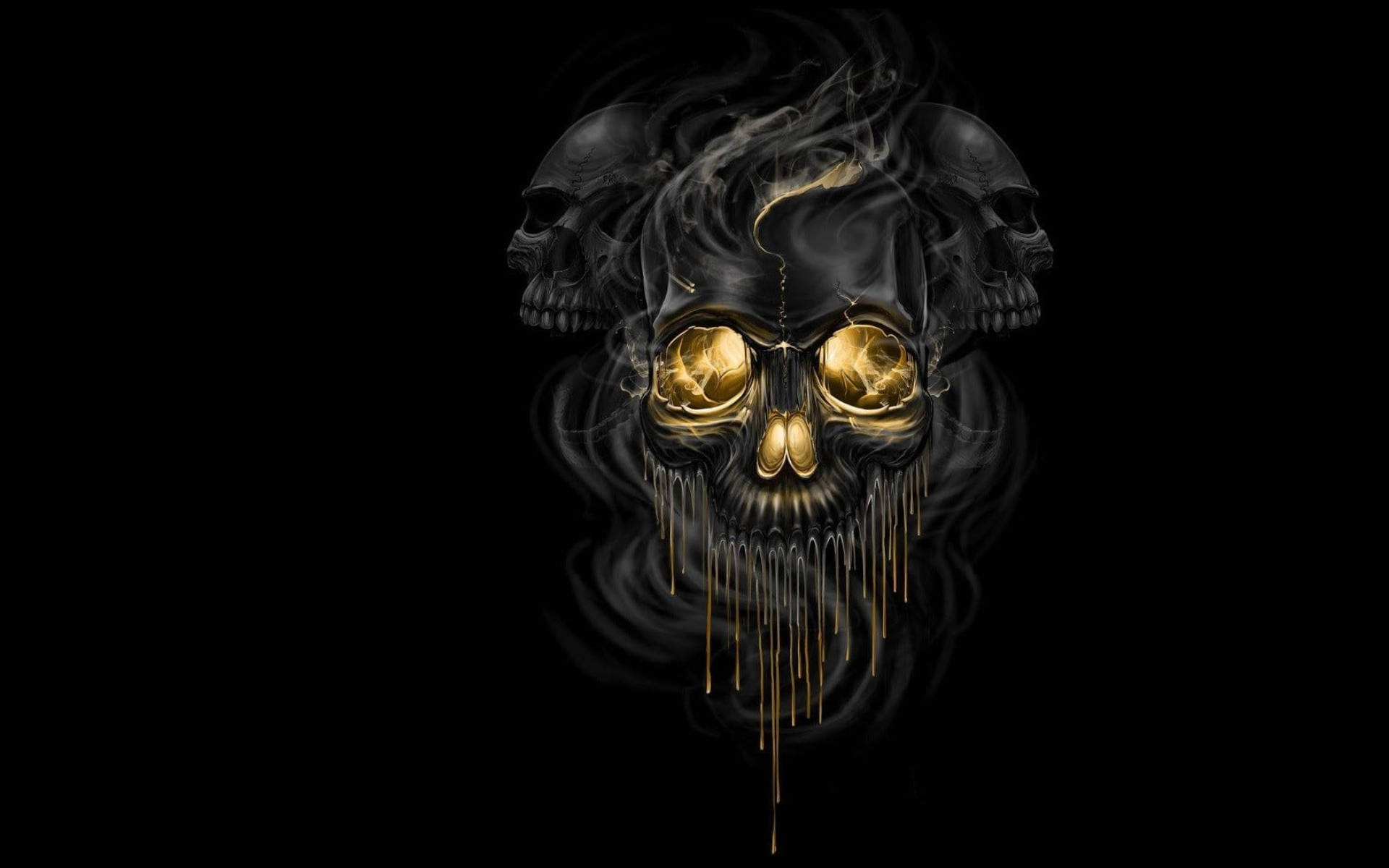 Black And Gold Skull Artwork Wallpaper