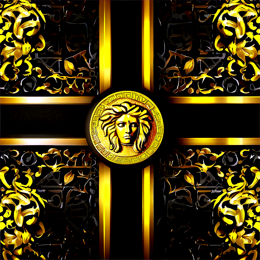 Black And Gold Versace Background Png Mle5 PNG