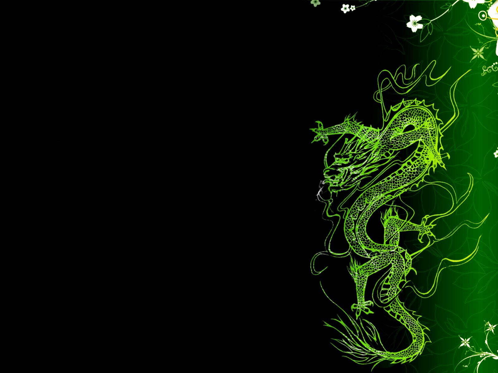 Black And Green Artwork Japanese Dragon Pc Background