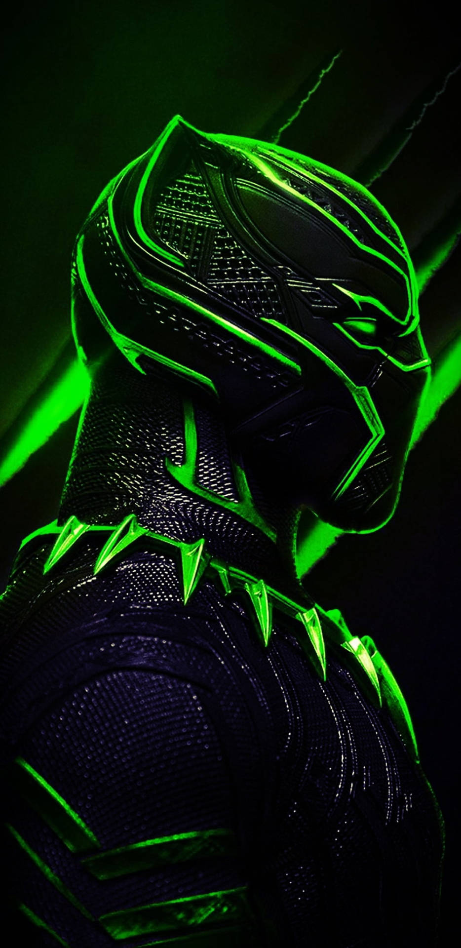 Black And Green Black Panther Facing Right Background