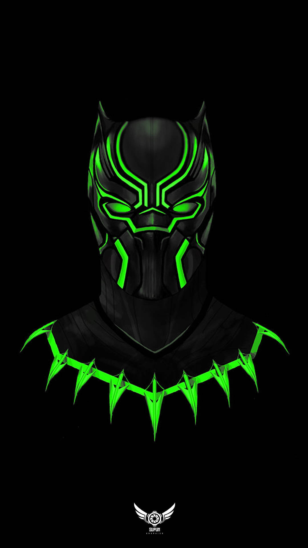 Black And Green Black Panther Head Background