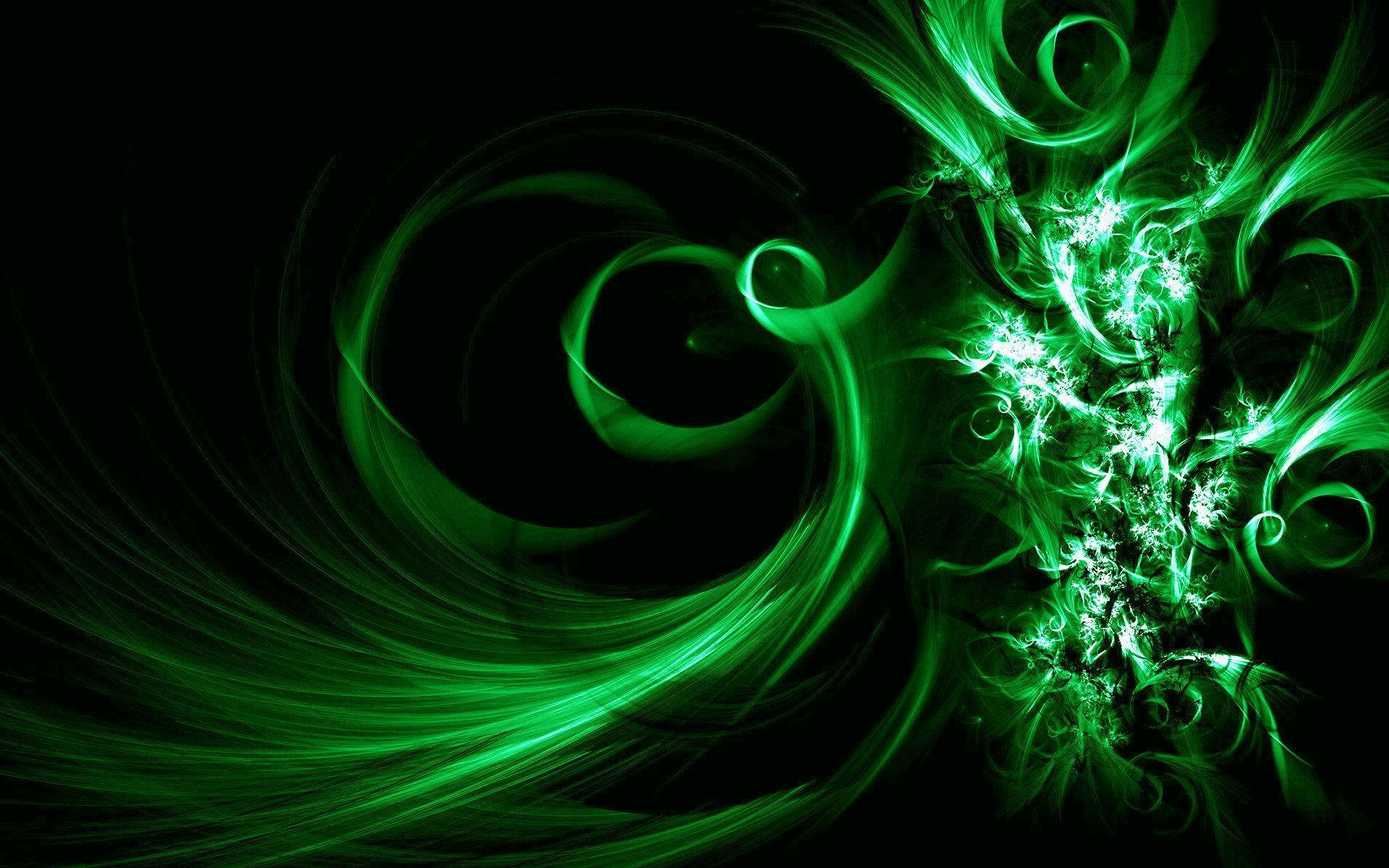 Black And Green Fire Abstract Art Wallpaper