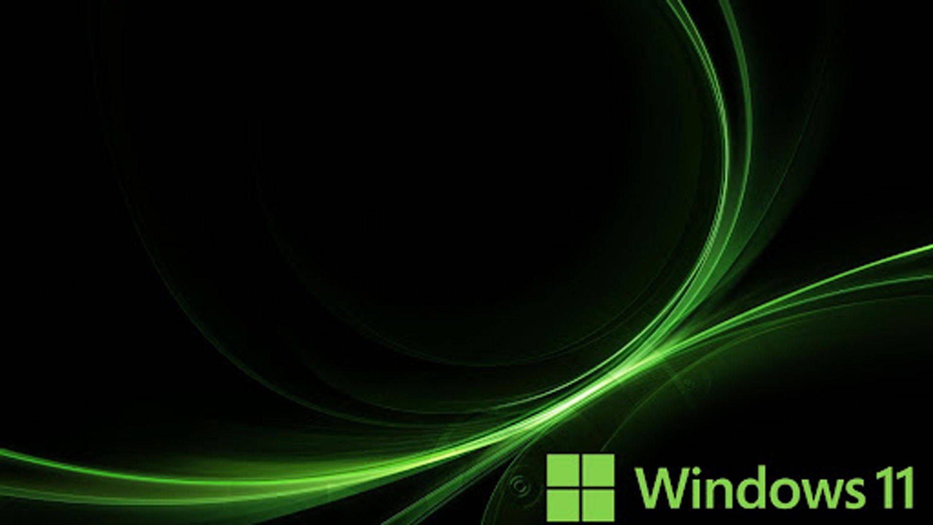 Black And Green Windows 11 Curves Wallpaper