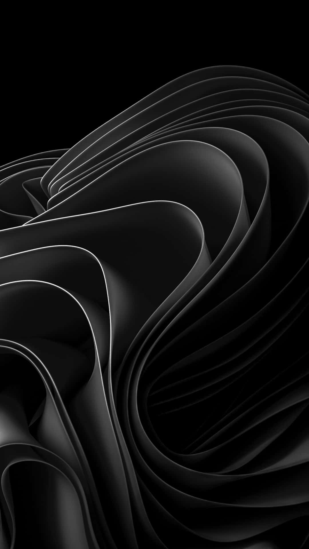 Black Abstract Wavy Pattern On Black Background