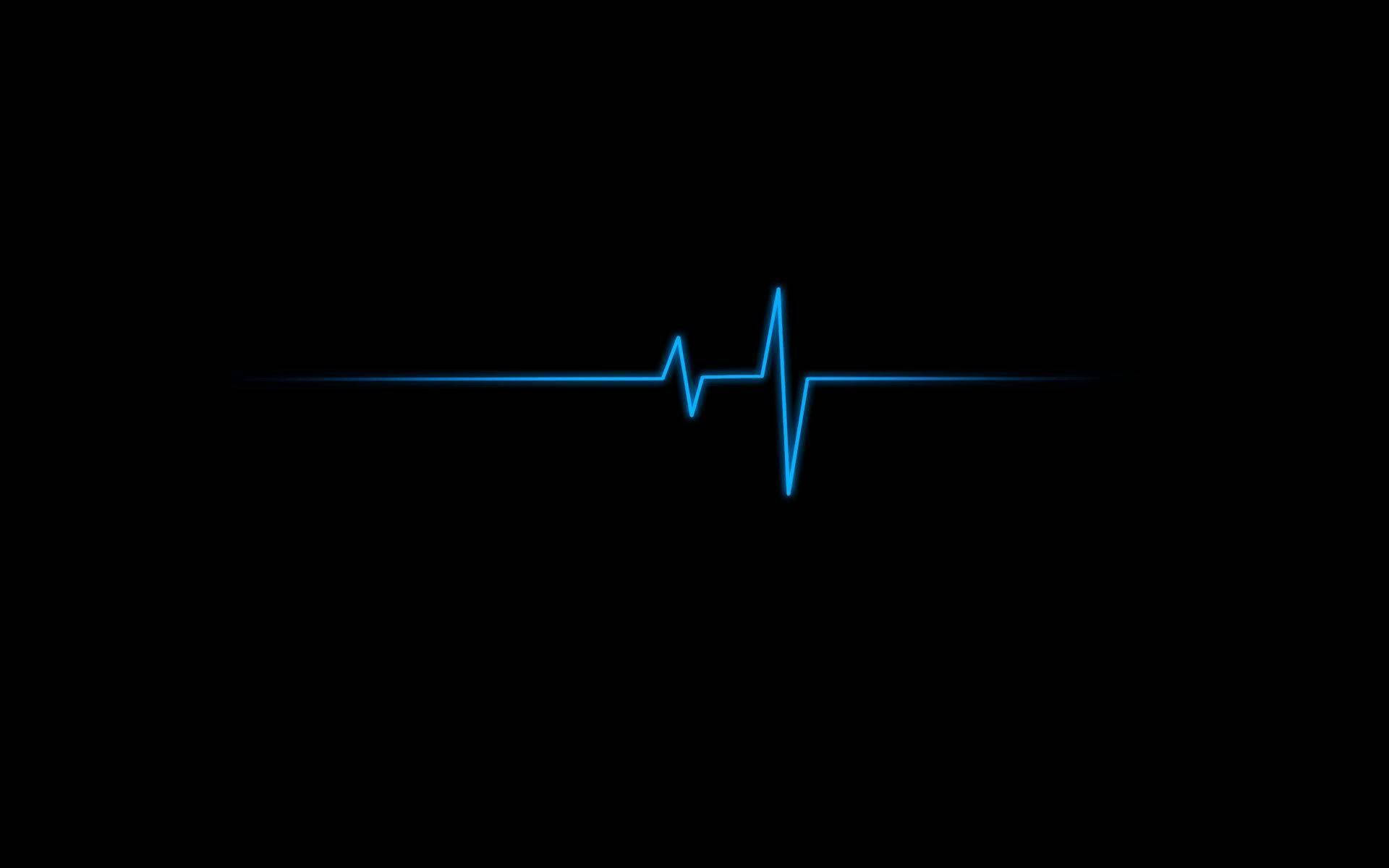 Download Black And Light Blue Heartbeat Wallpaper 