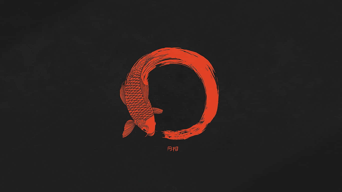 A Black Background With An Orange Fish On It