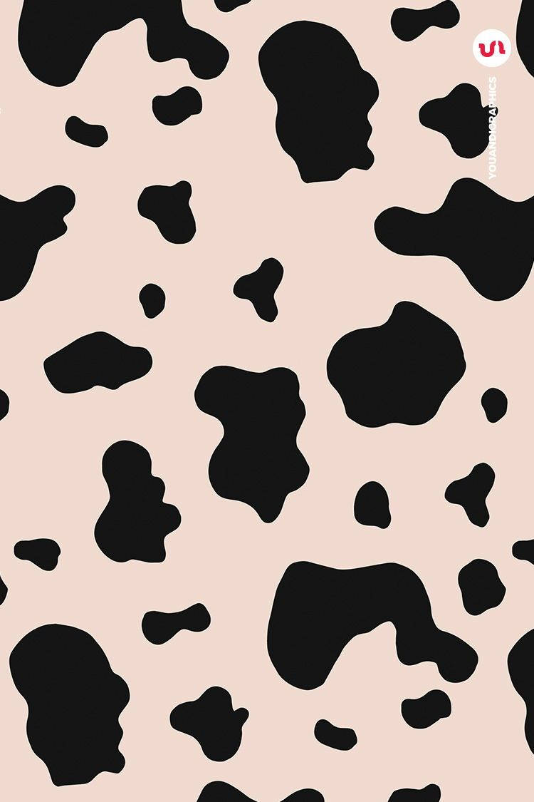 Black And Pastel Peach Cow Pattern