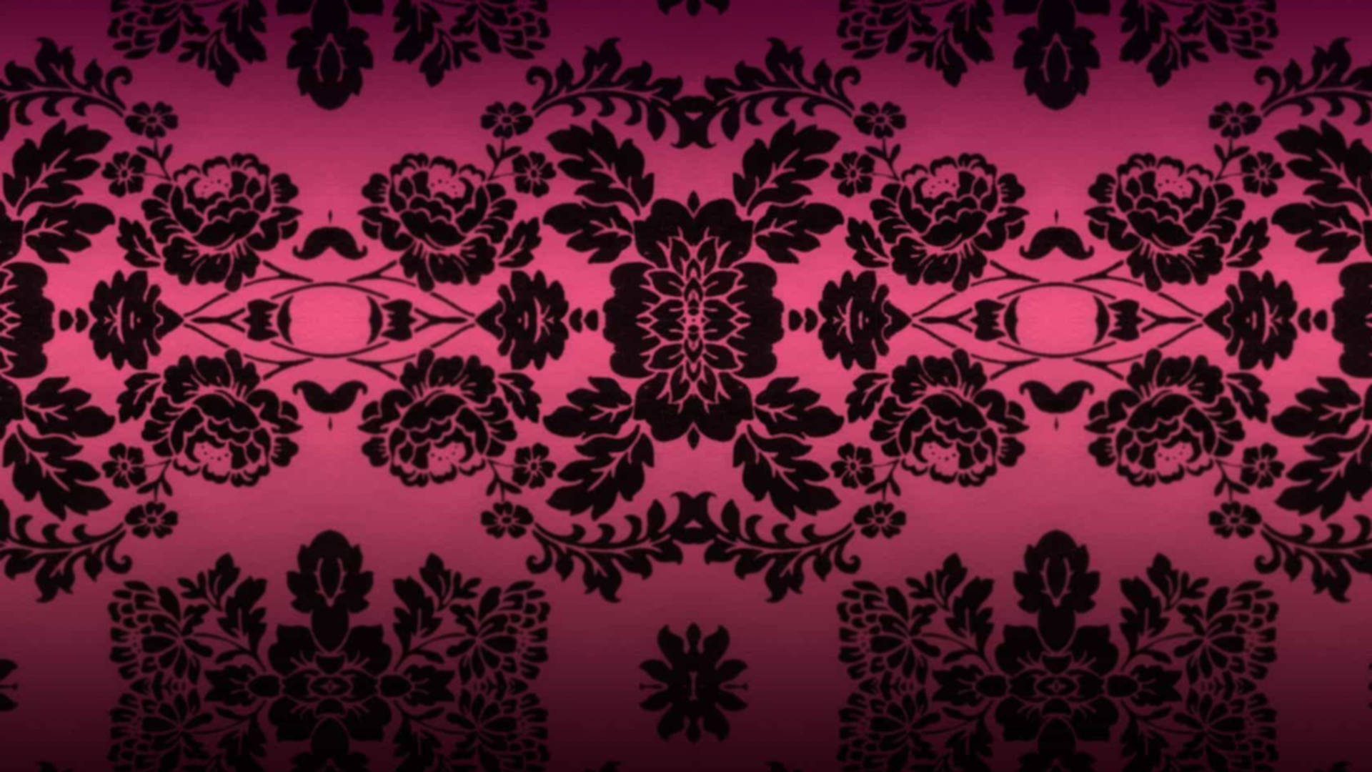 Black And Pink Aesthetic Damask Pattern Wallpaper