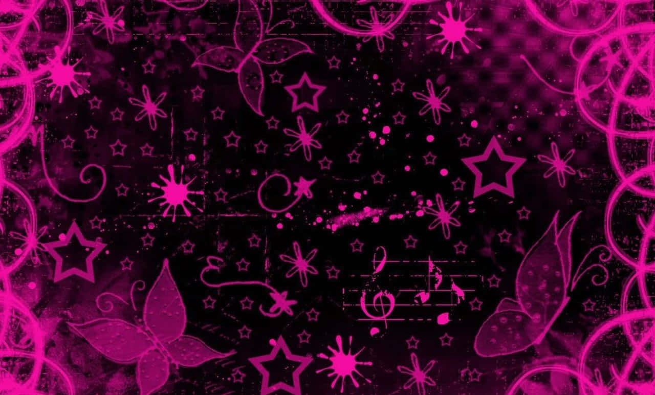 Array Of Patterns Black And Pink Background