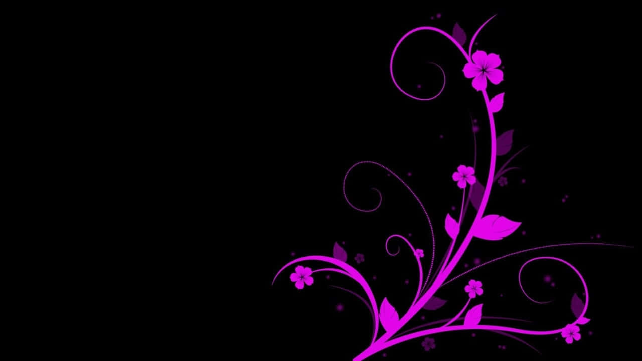 Stem With Flowers Black And Pink Background
