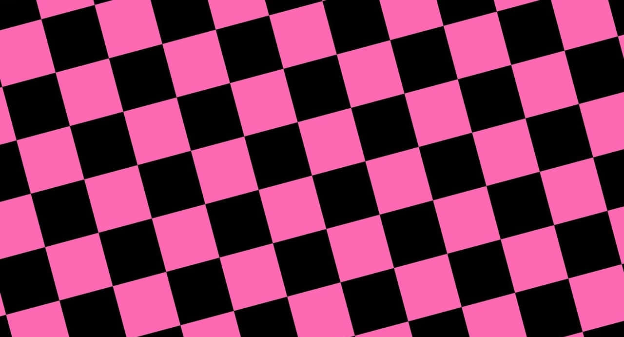 Checkered Pattern Black And Pink Background