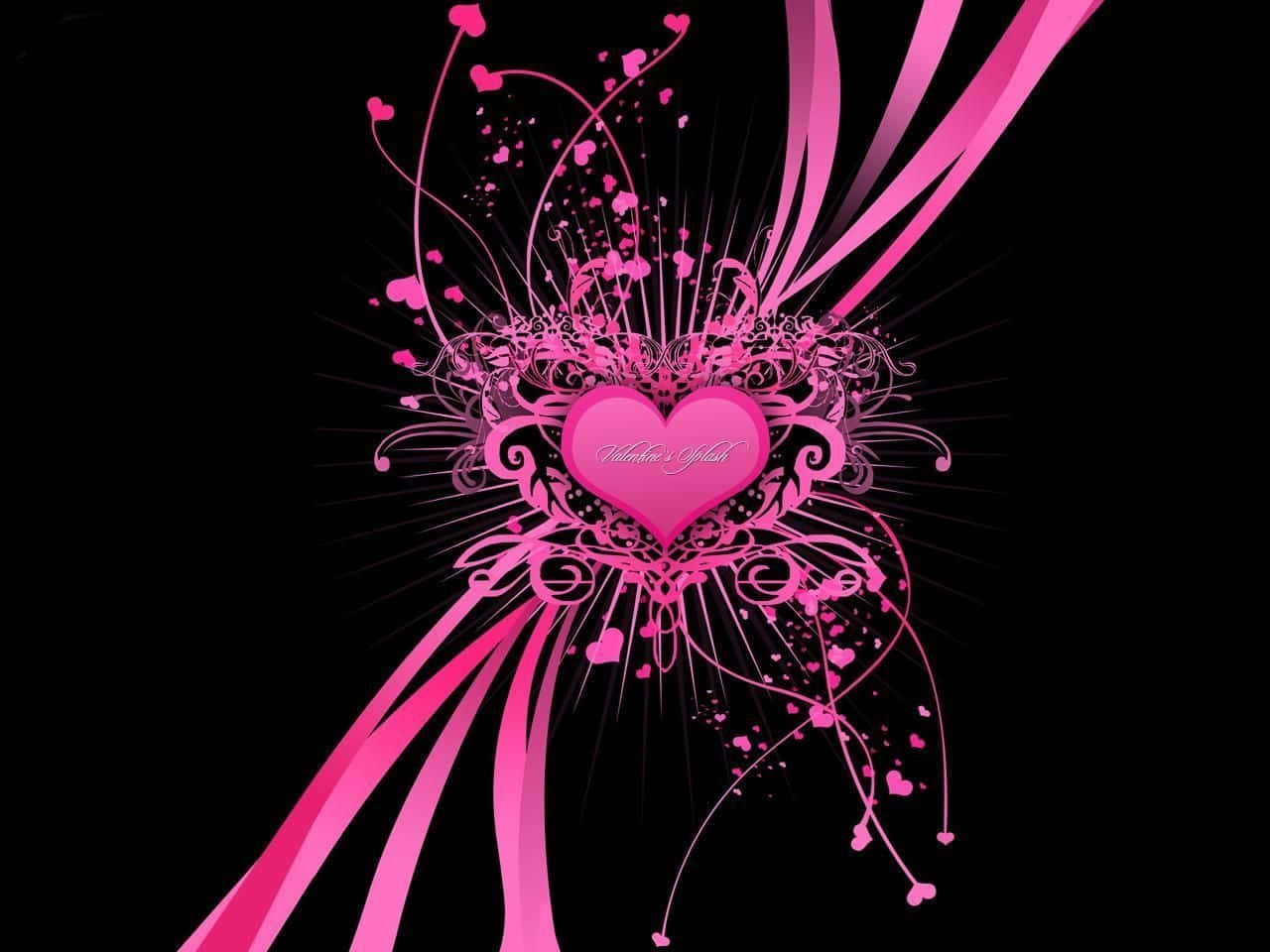 Vector Heart Illustration Black And Pink Background