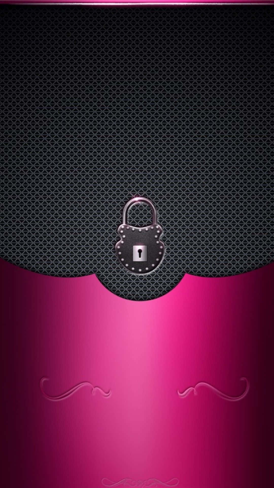 Black And Pink iPhone Lock And Patterns Wallpaper
