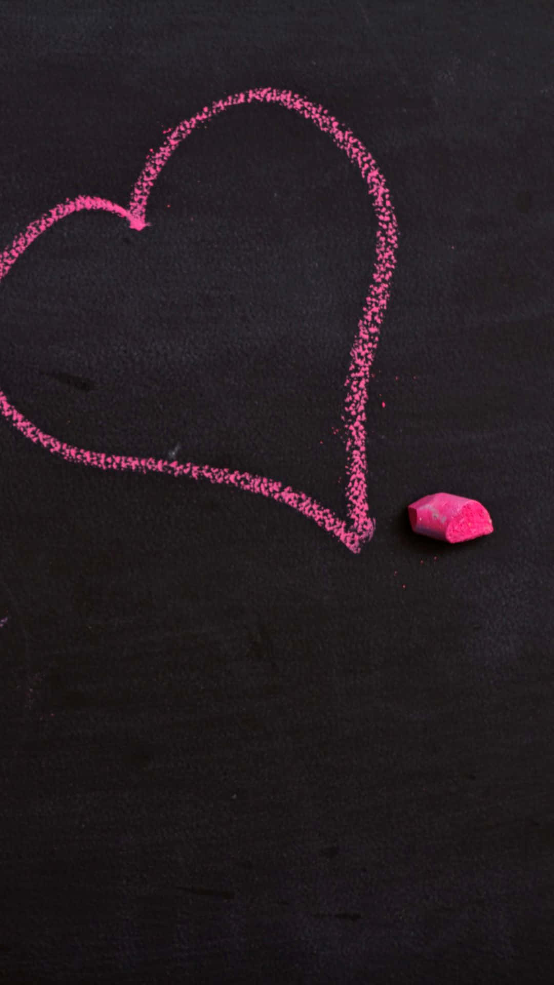 Chalk Heart Drawing Black And Pink Iphone Wallpaper