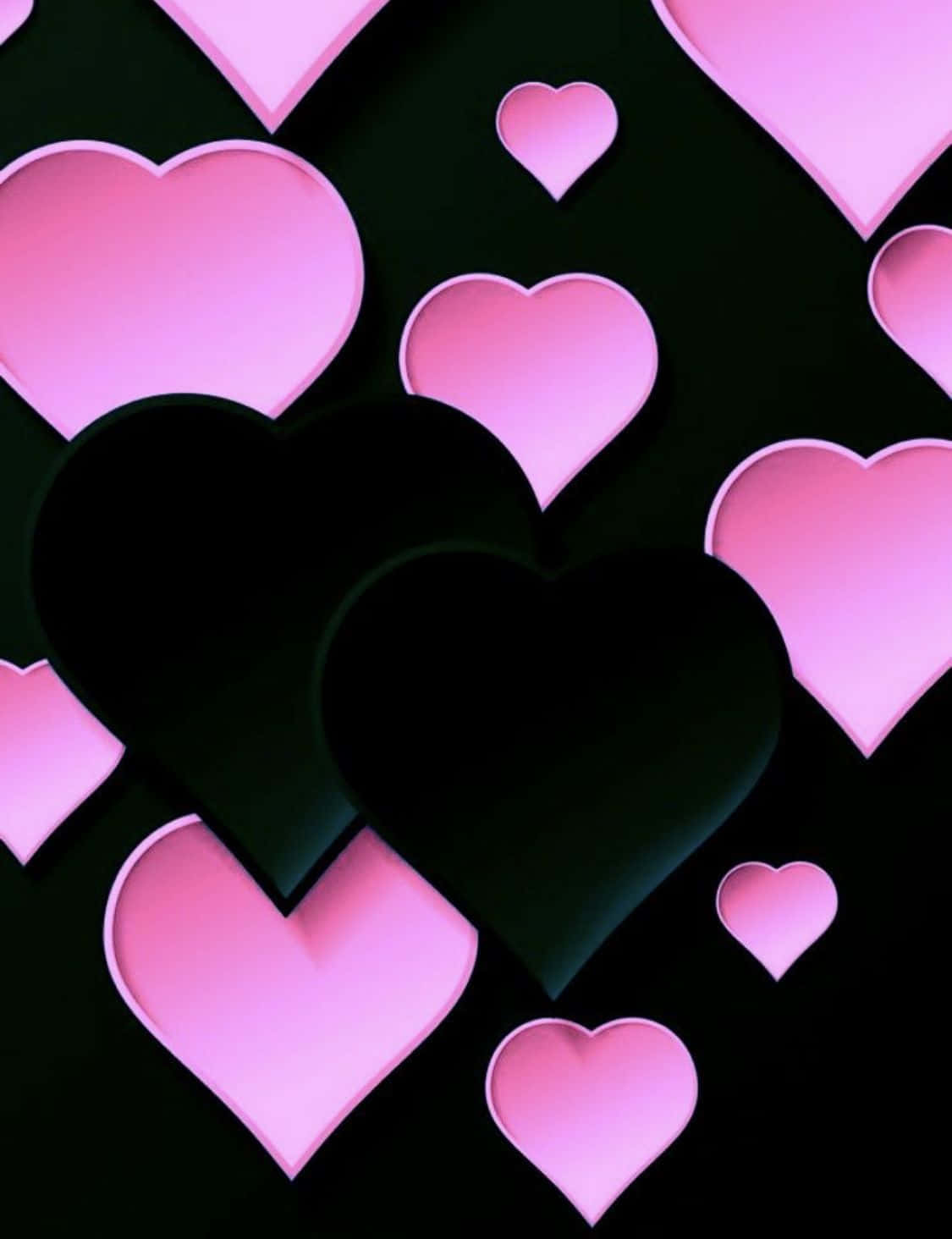 Black And Pink iPhone Hearts Wallpaper