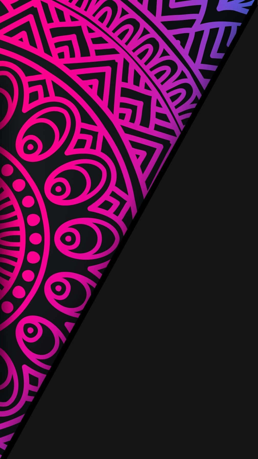 Mandala I Sort Og Pink iPhone Tapet. Wallpaper