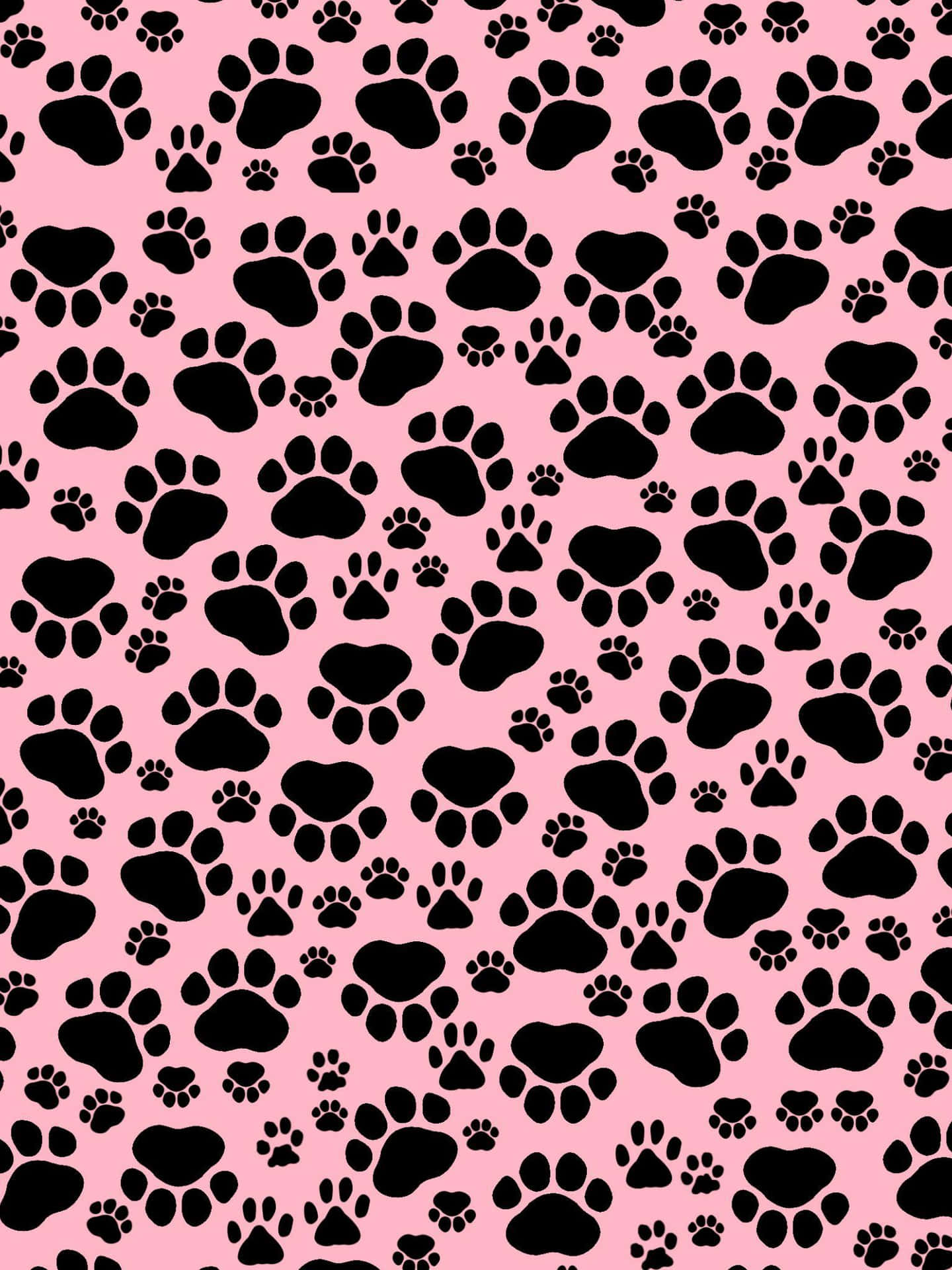 Cute Paw Prints In Black And Pink iPhone Wallpaper