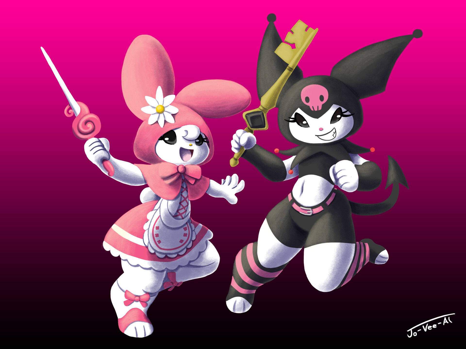 Black And Pink Melody And Kuromi Wallpaper