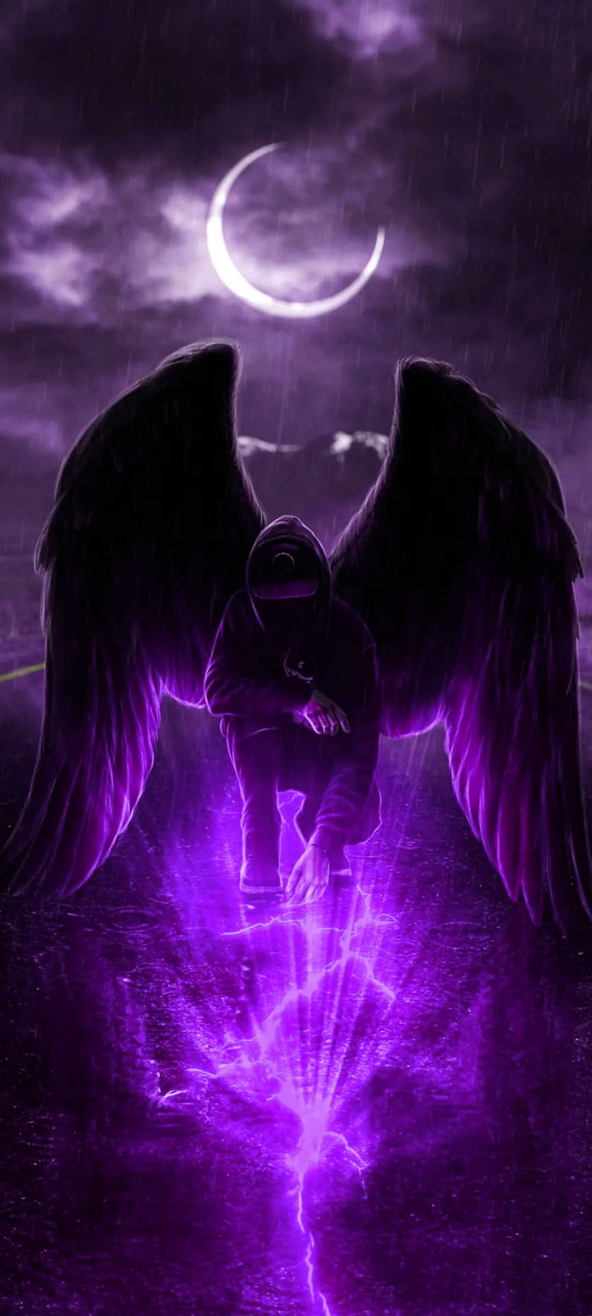 Black And Purple Aesthetic Angel Wallpaper