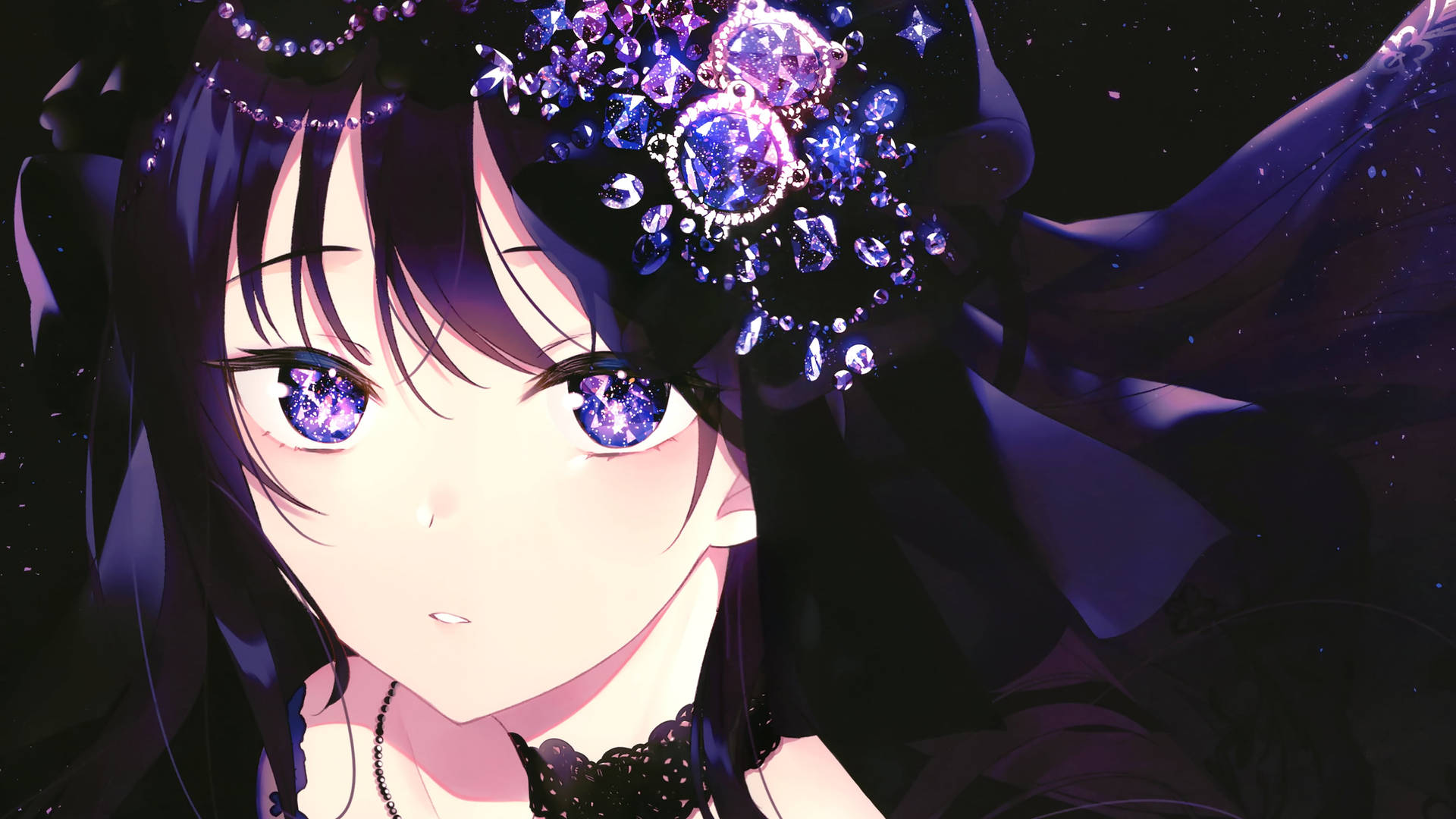 Black And Purple Aesthetic Anime Face Wallpaper