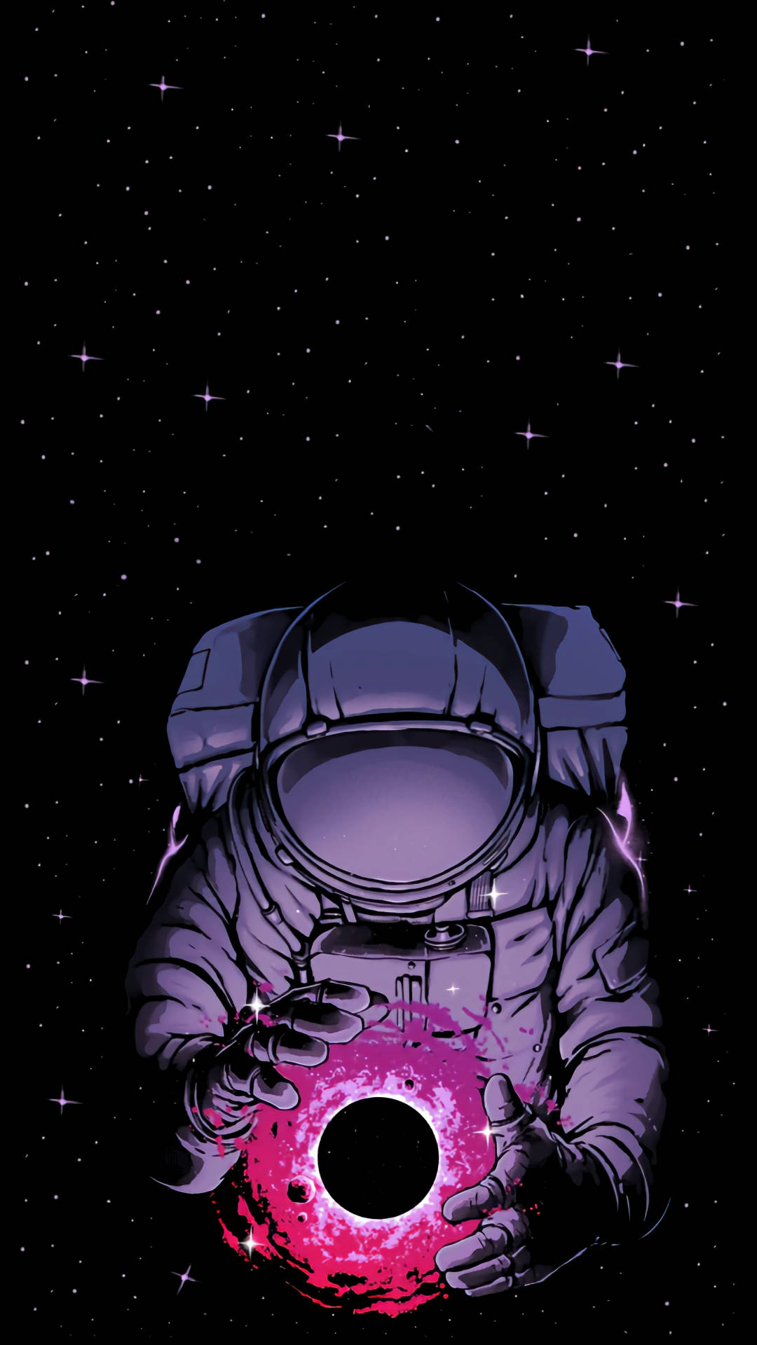 Black And Purple Aesthetic Astronaut Wallpaper