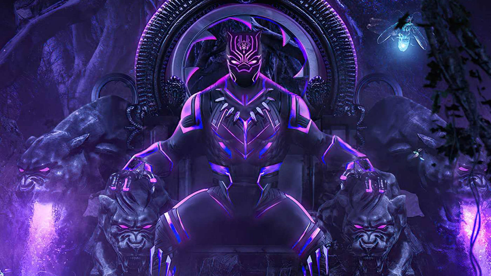 Black And Purple Aesthetic Black Panther Throne Wallpaper