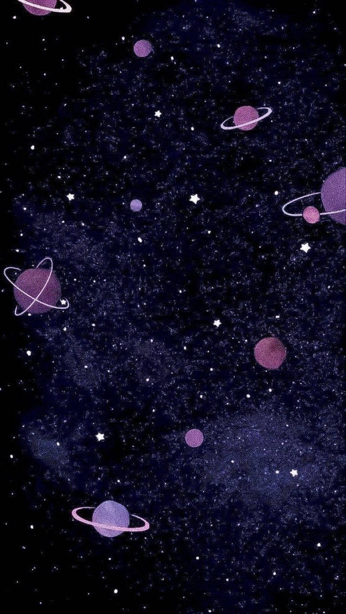 Schwarzeund Violette Ästhetische Galaxie Wallpaper