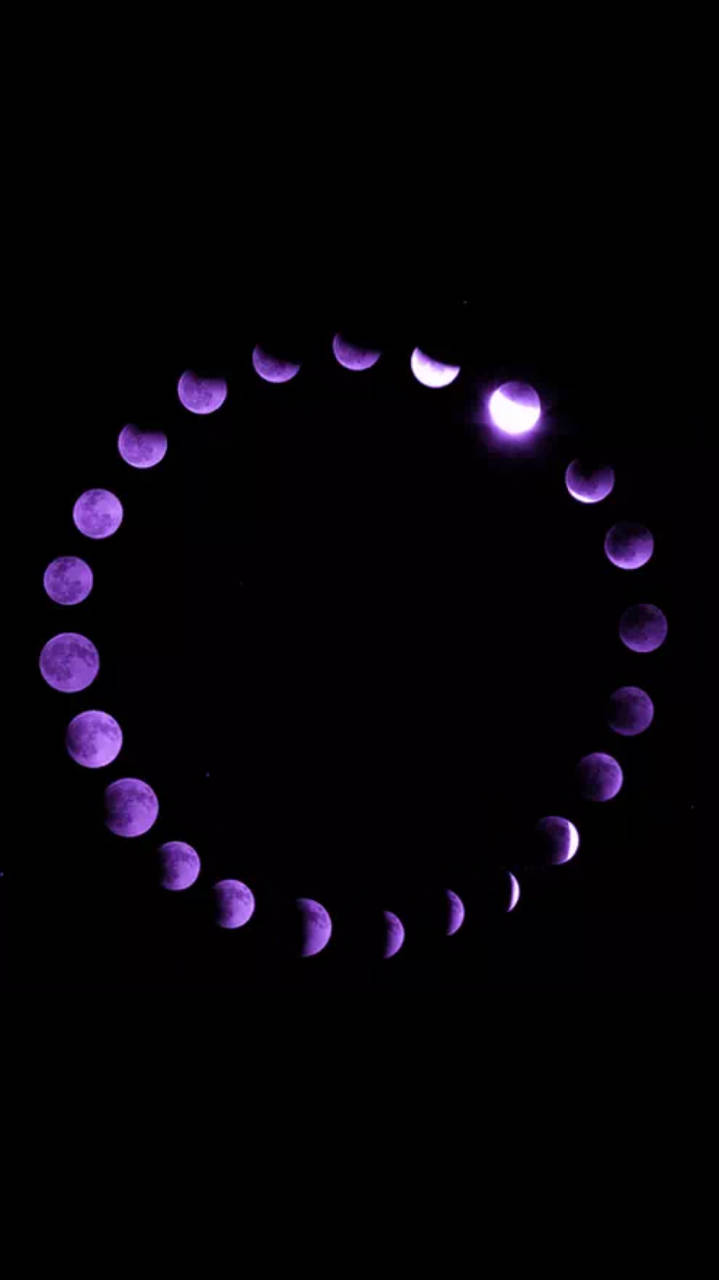 Black And Purple Aesthetic Moon Cycle Wallpaper