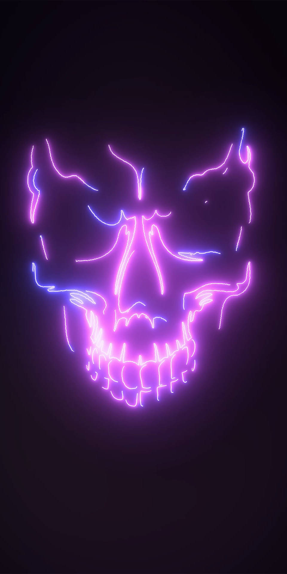 Black And Purple Aesthetic Neon Skull Wallpaper