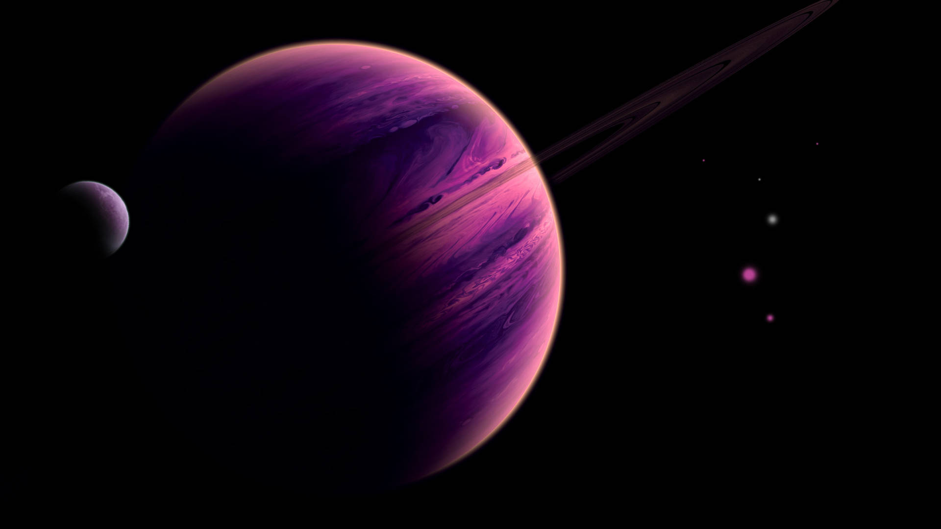 Black And Purple Aesthetic Ringed Planet Wallpaper