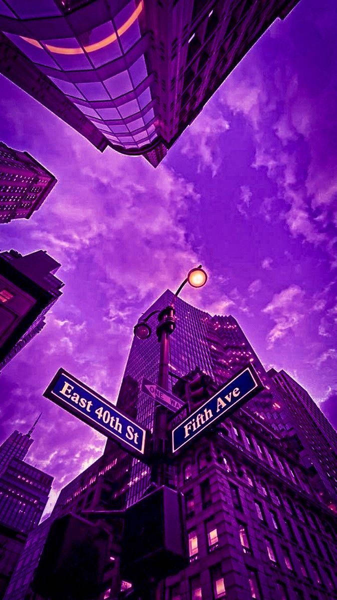 Black And Purple Aesthetic Street Corner Wallpaper