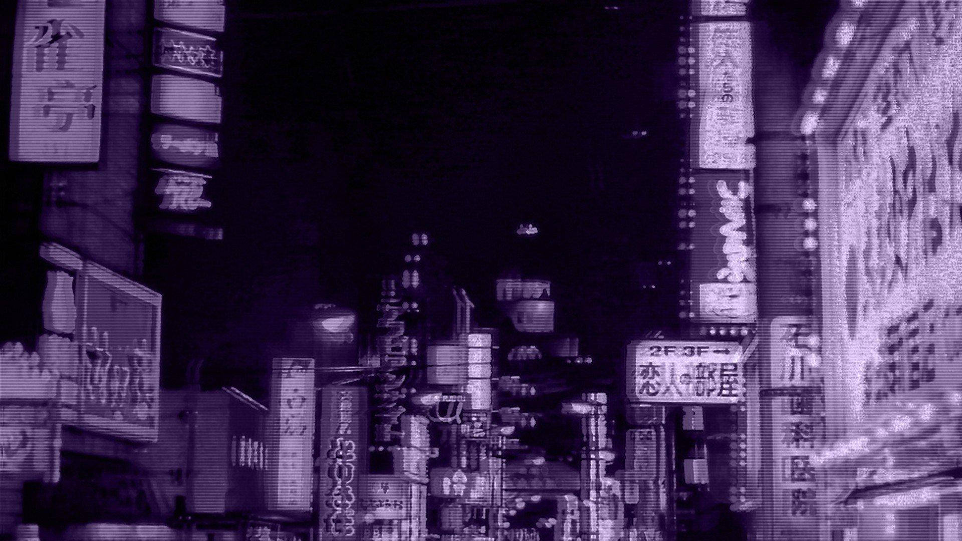 Black And Purple Aesthetic Street Signs Wallpaper
