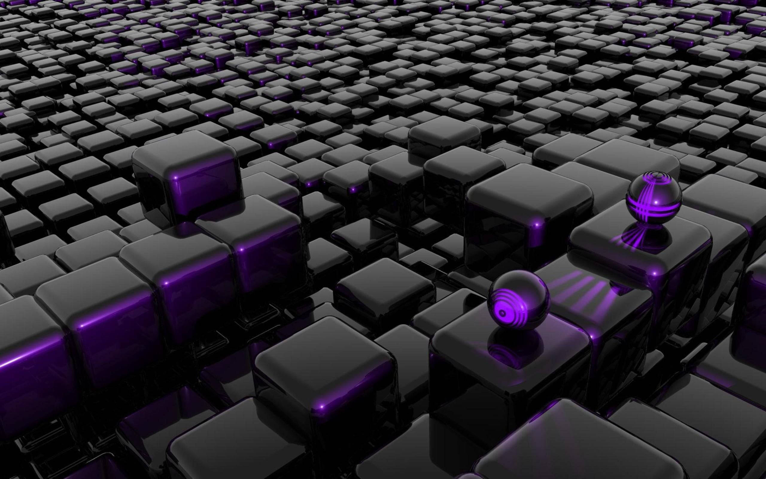 Black And Purple Cubes Wallpaper