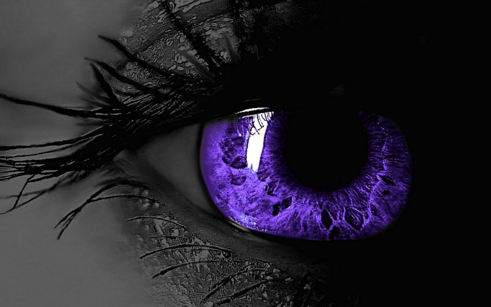 Captivating Black and Purple Eye Art Wallpaper