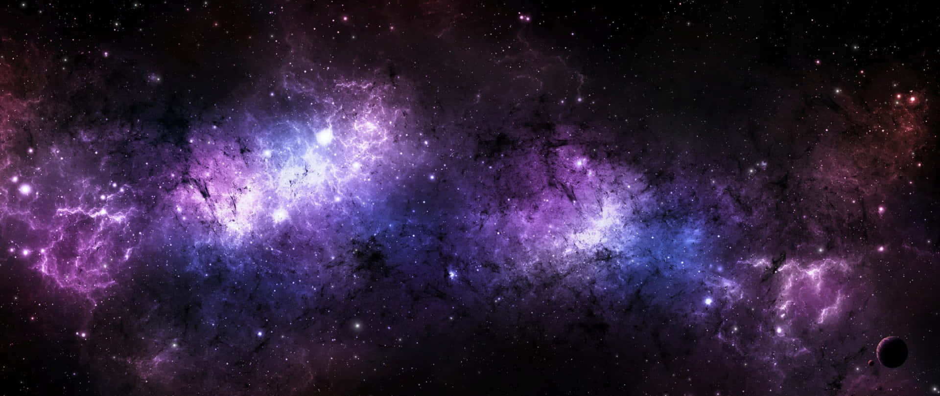 An astonishing glimpse into a dazzling black and purple galaxy Wallpaper