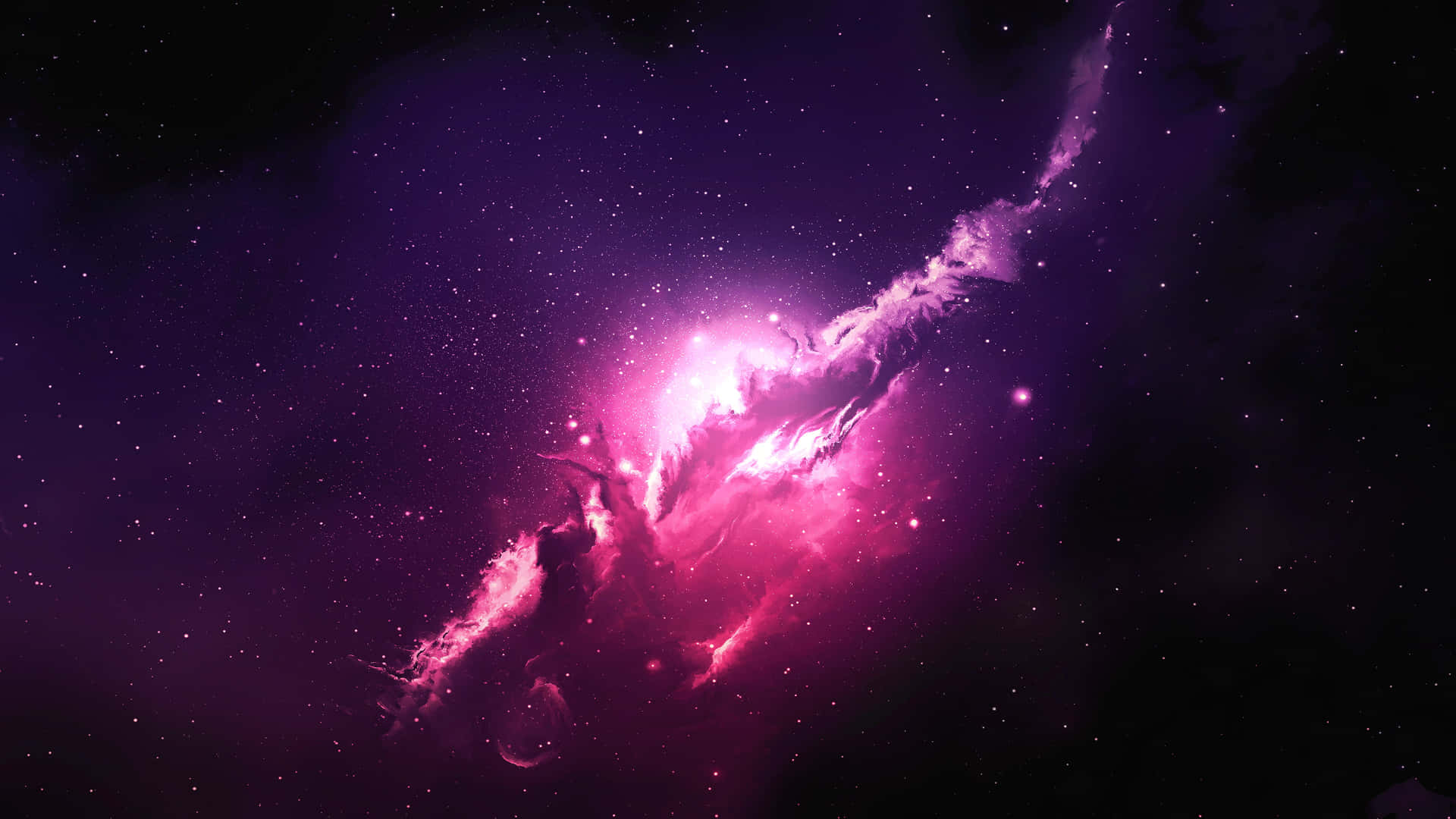 Kig på stjernerne i dybden af en drømmende sort og lilla galakse. Wallpaper