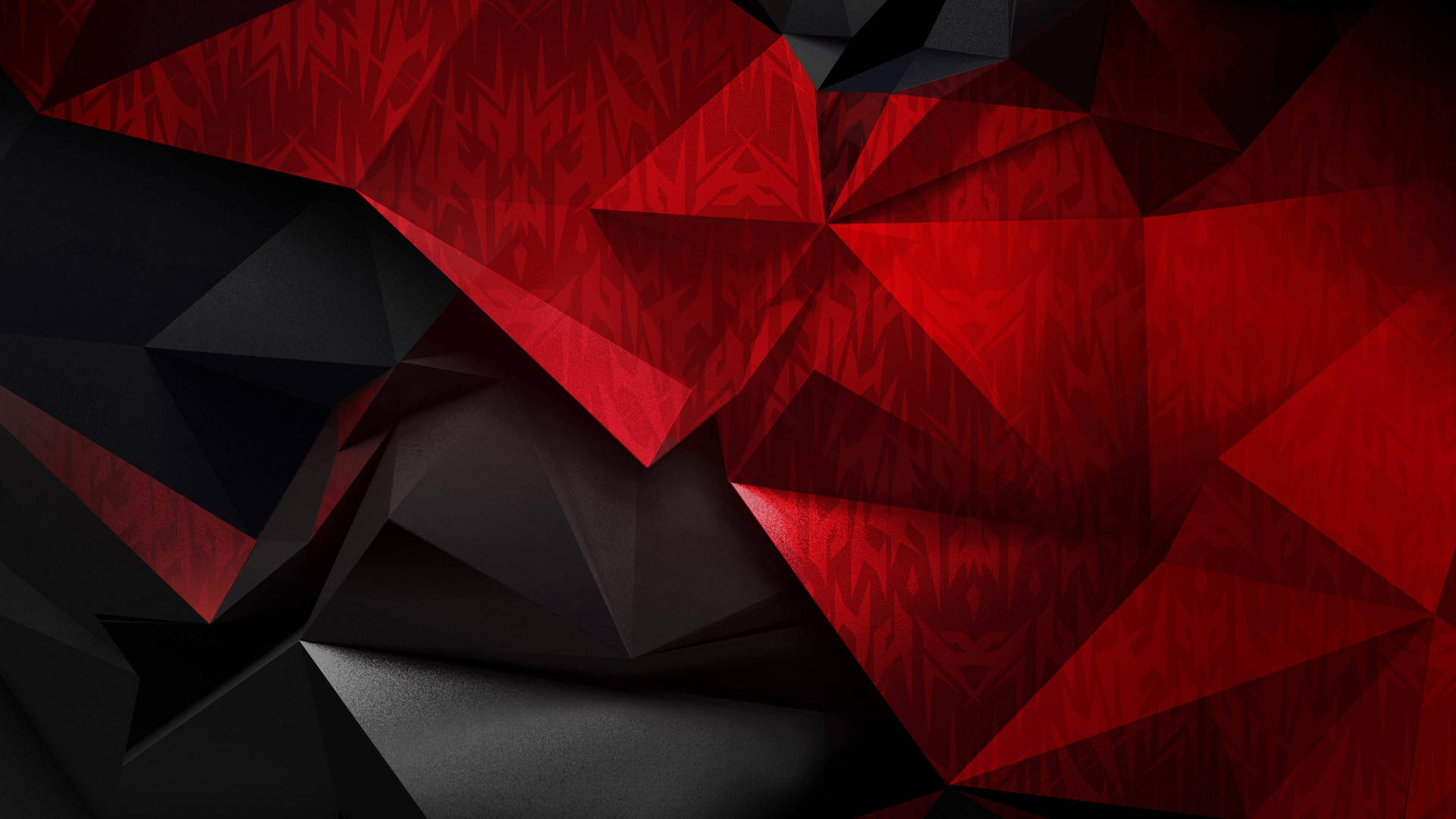 Fondode Pantalla Abstracto En Negro Y Rojo Con Polígonos Fondo de pantalla