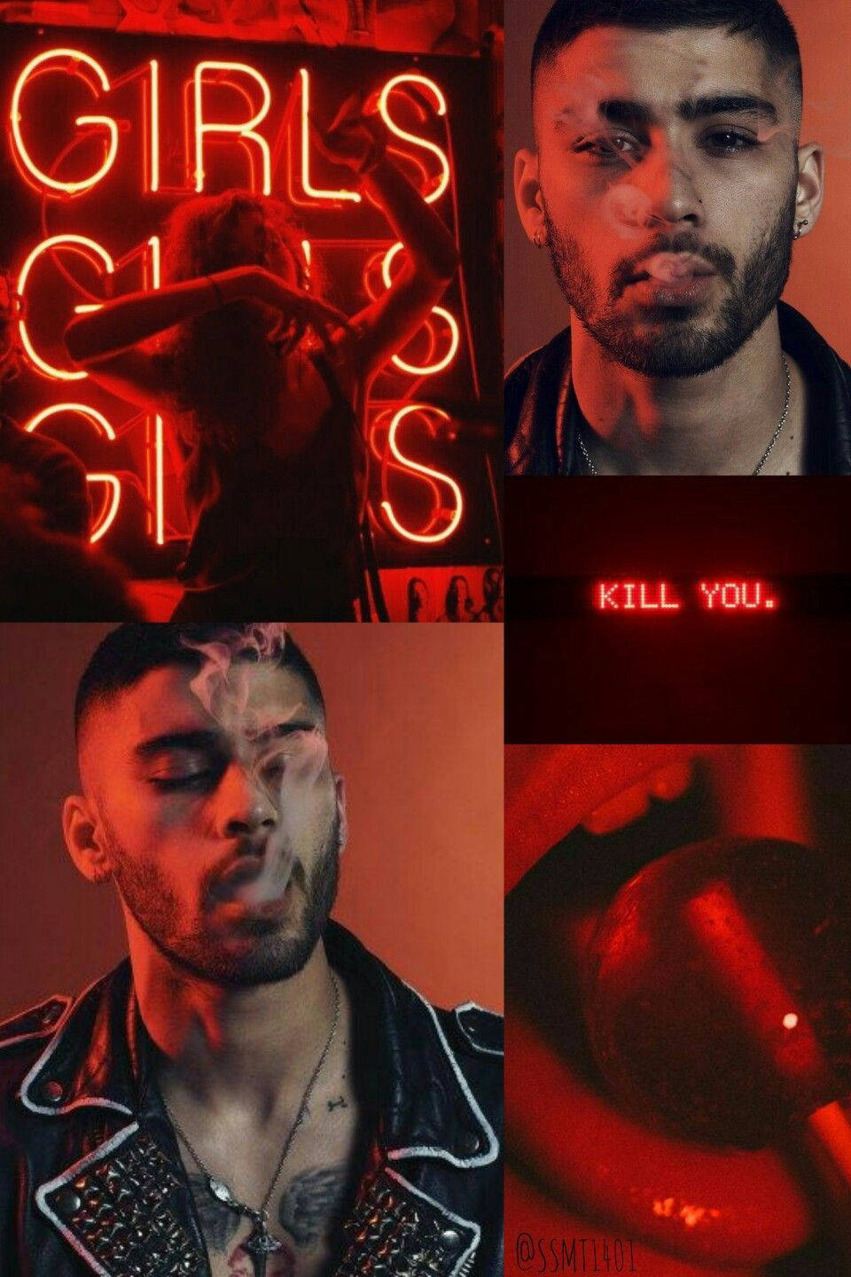 Black And Red Aesthetic Collage Zayn iPhone Wallpaper